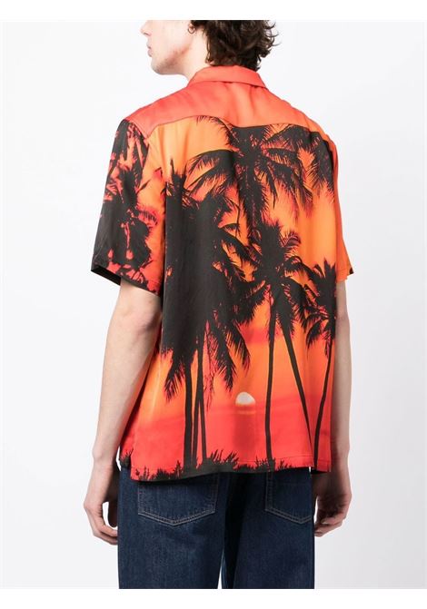 Camicia con stampa Palm Tree in arancione e nero - uomo BLUE SKY INN | BS2203SH016AOPRINTEL