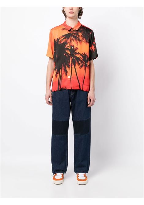Orange and black palm-tree print short-sleeve shirt - men BLUE SKY INN | BS2203SH016AOPRINTEL