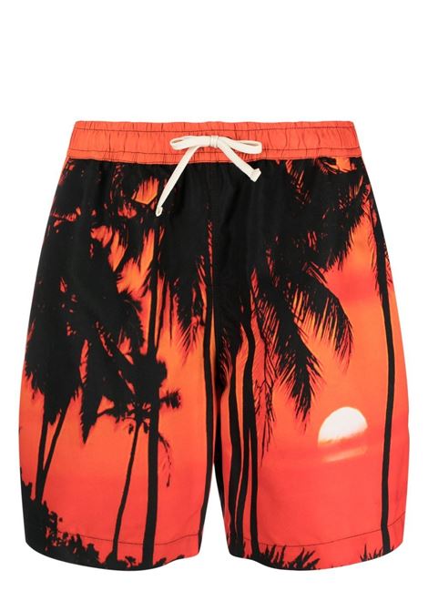 Orange palm-tree print swim shorts - men BLUE SKY INN | BS2203SW010AOPRINTSUN
