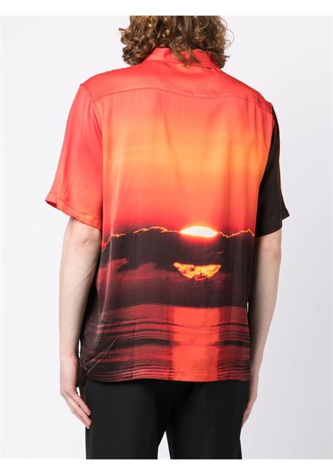 Orange sunset print embroidered logo shirt - men BLUE SKY INN | BS2301SH023MLT