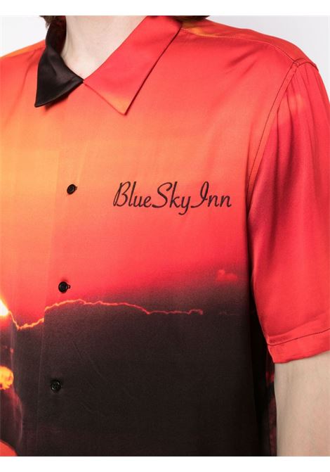 Orange sunset print embroidered logo shirt - men BLUE SKY INN | BS2301SH023MLT