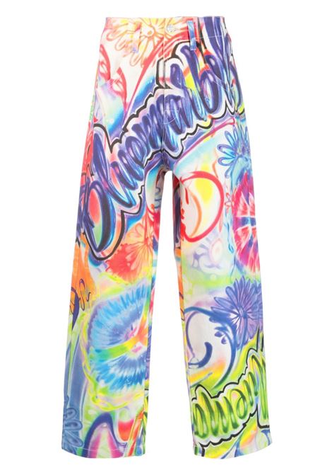 Multicolored graffiti-print straight-leg jeans - men BLUEMARBLE | PA41TW05A23PRT