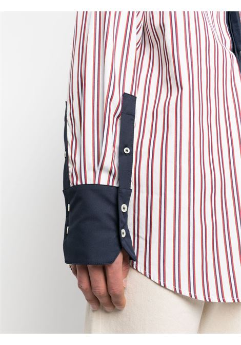 Multicolored stripe-pattern hooded shirt - men BLUEMARBLE | SH23PO10A23STR