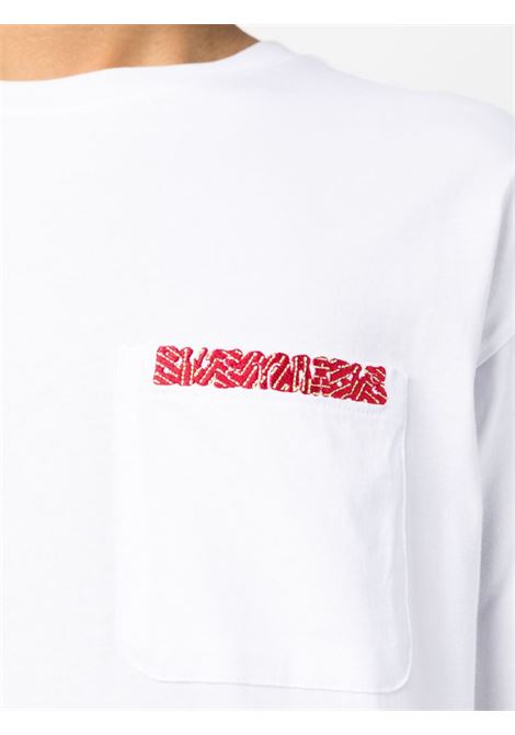 White logo-embroidered T-shirt - men BLUEMARBLE | TS07JE01DA23WHT