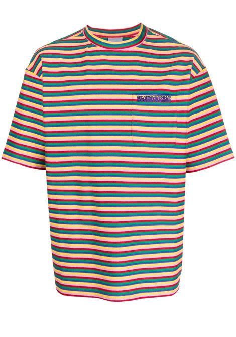 Multicolored striped logo-embroidered T-shirt - men BLUEMARBLE | TS07JE22DA23STR