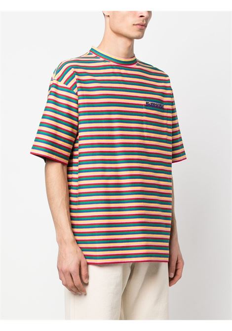 Multicolored striped logo-embroidered T-shirt - men BLUEMARBLE | TS07JE22DA23STR