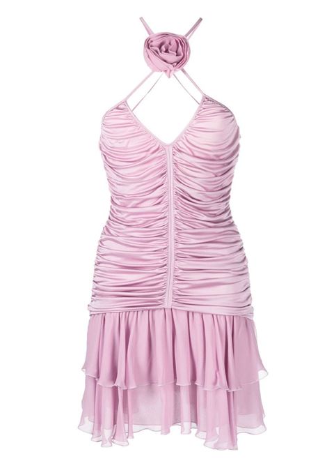 Pink rose appliqu? pleated mini dress - women BLUMARINE | 2A282AN0778