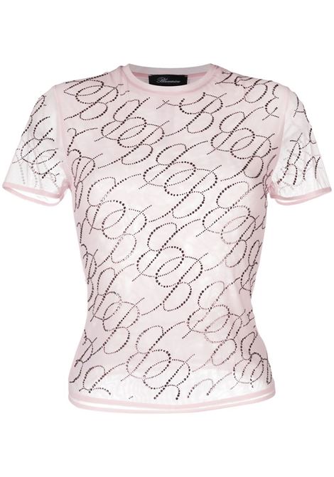 Pink logo-embellished mesh top - women BLUMARINE | 2C173AN0149