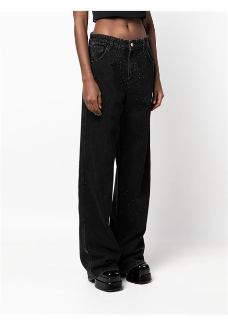 Black gem-embellished straight-leg jeans - women BLUMARINE | 2J061AN0990