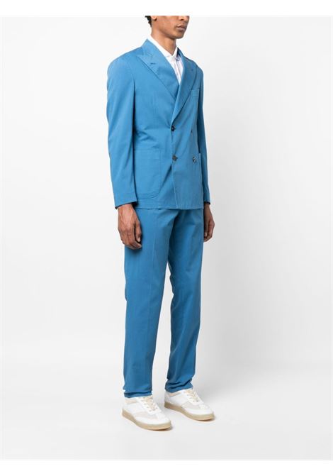 Blue tonal-stitching double-breasted suit - men BOGLIOLI | R48V2GBLC4060665