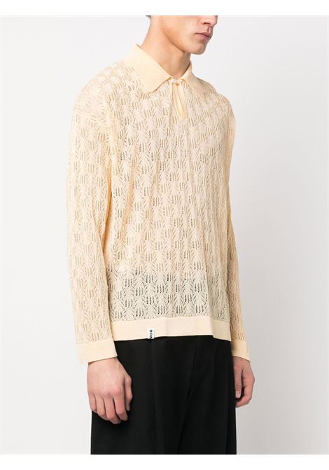 Ivory open-knit polo shirt - men BONSAI | KN001003IVRY