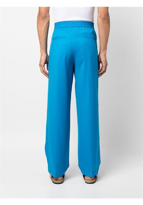 Blue wide-leg pleated trousers - men BONSAI | PT005V2AZR