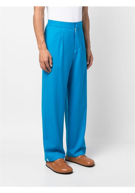 Blue wide-leg pleated trousers - men BONSAI | PT005V2AZR