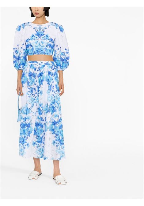 Blue floral-print midi skirt - women BORGO DE NOR | RHEASKIRTBL