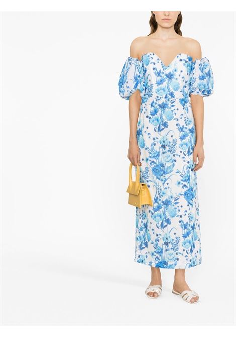 White and blue Tati floral-print midi dress - women BORGO DE NOR | TATIBL