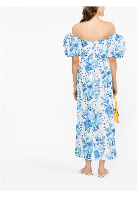 White and blue Tati floral-print midi dress - women BORGO DE NOR | TATIBL