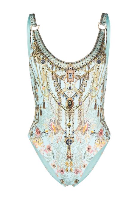 Blue baroque-pattern print swimsuit - women CAMILLA | 21387ADYESTER