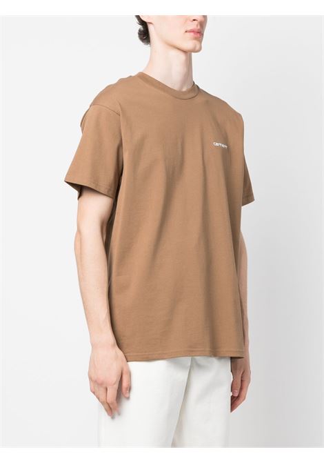 T-shirt con ricamo in marrone - uomo CARHARTT WIP | I0304351GMXX