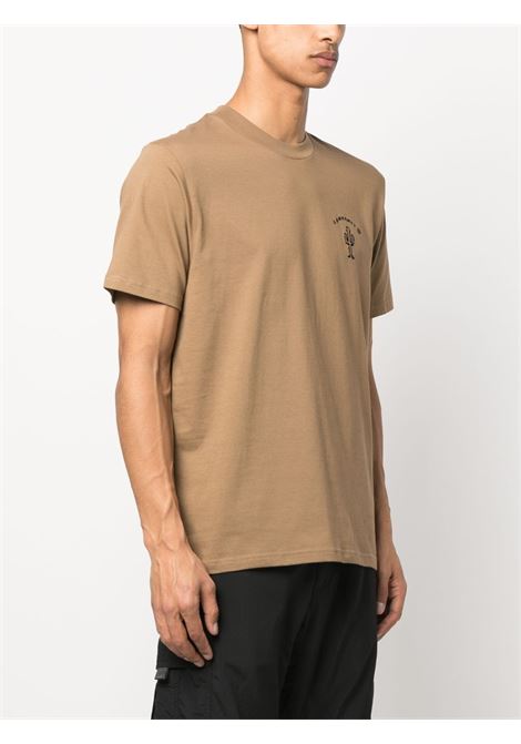  Brown Frontier logo-print T-shirt - men CARHARTT WIP | I0316991CMXX