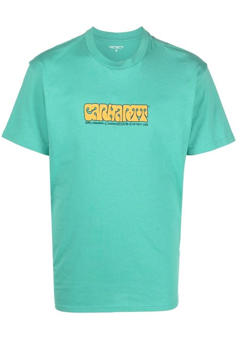 Acqua green logo-print T-shirt - men CARHARTT WIP | I0320761CUXX