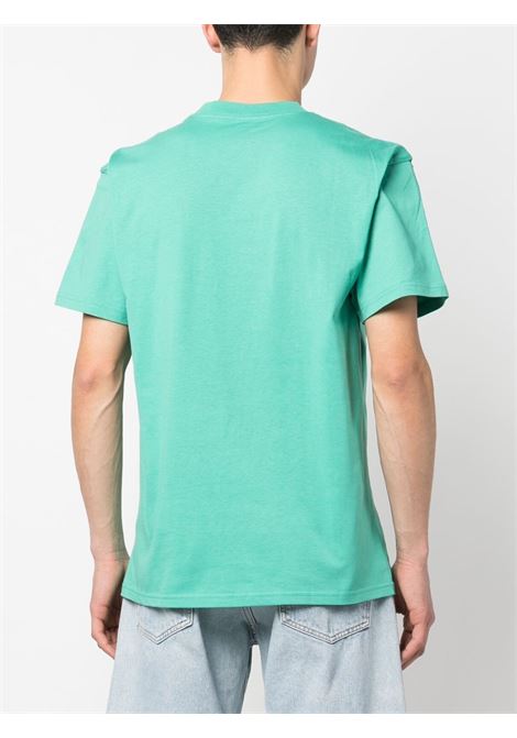 T-shirt con stampa in verde acqua - uomo CARHARTT WIP | I0320761CUXX