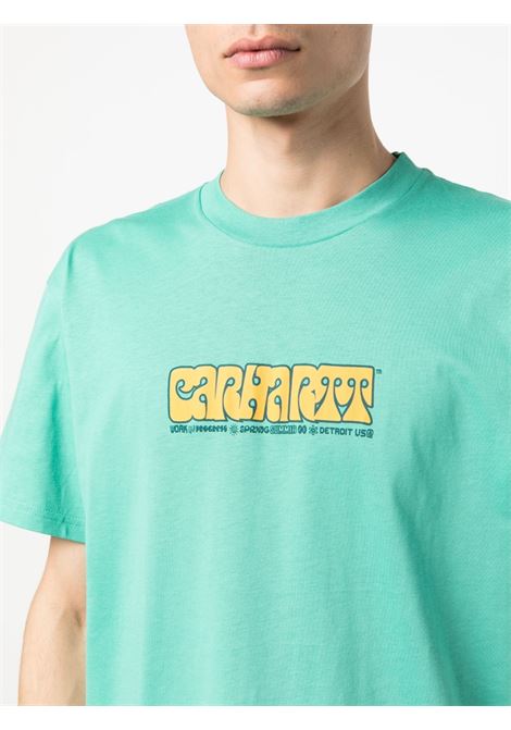 T-shirt con stampa in verde acqua - uomo CARHARTT WIP | I0320761CUXX