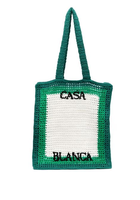 Borsa a spalla con logo in bianco e verde - unisex CASABLANCA | AS23BAG01101GRNWHT