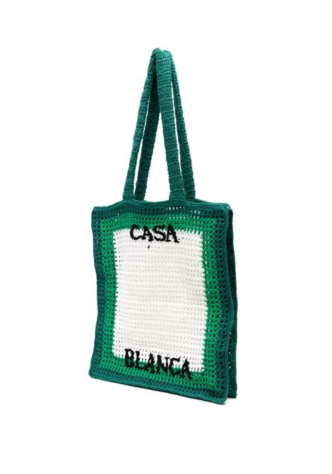 White and green logo-detail shoulder bag - unisex CASABLANCA | AS23BAG01101GRNWHT