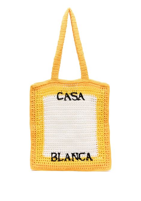 White and yellow logo-detail shoulder bag - unisex CASABLANCA | AS23BAG01103YLLW