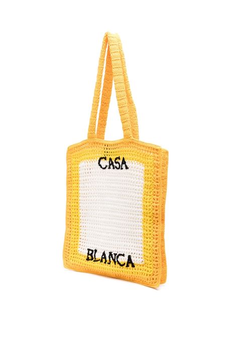 White and yellow logo-detail shoulder bag - unisex CASABLANCA | AS23BAG01103YLLW
