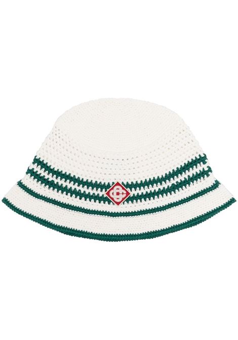 White and green crochet tennis hat - unisex CASABLANCA | AS23HAT02301GRNWHT