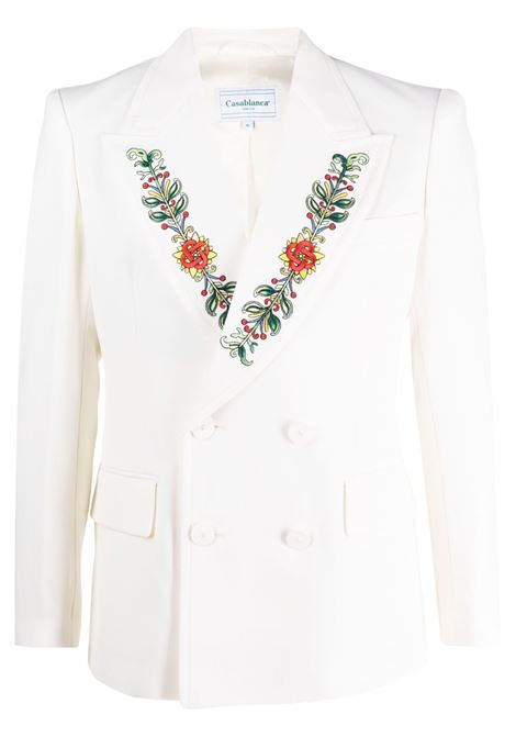 White embroidered double-breasted blazer - men CASABLANCA | MS23JK18302WHT
