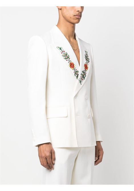White embroidered double-breasted blazer - men CASABLANCA | MS23JK18302WHT