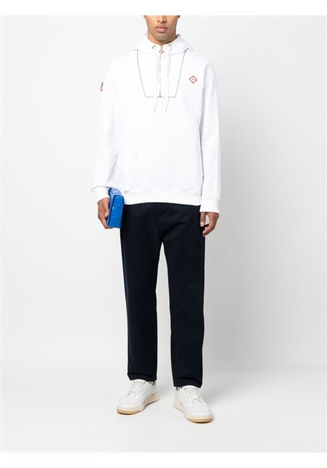White quarter zip hooded sweatshirt - men CASABLANCA | MS23JTP06301WHT