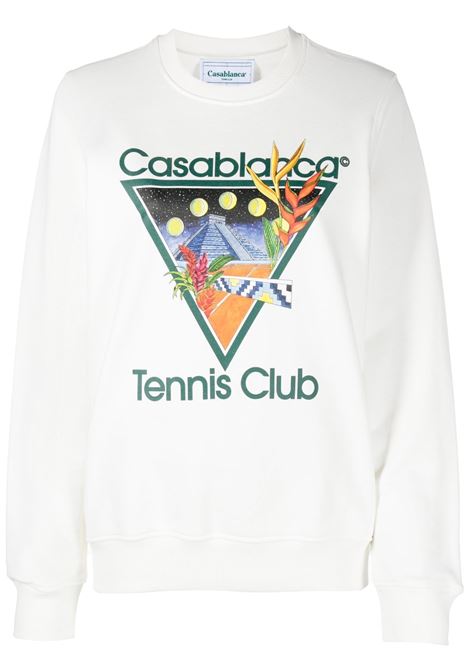 Felpa a girocollo tennis club in bianco - unisex CASABLANCA | MS23JTP11705OFFWHT