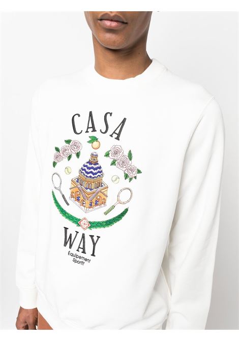 White logo-detail crew-neck sweatshirt - unisex CASABLANCA | MS23JTP11712OFFWHT