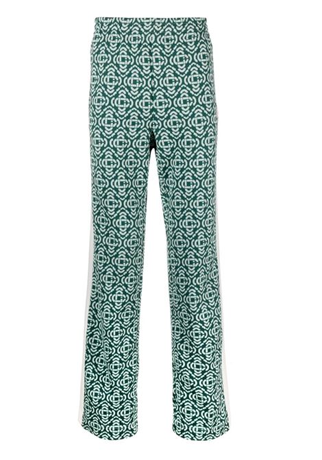 Pantaloni sportivi con monogramma jacquard in verde - uomo CASABLANCA | MS23JTR11201DCNSTRCTDMNGRM