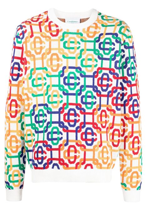 Multicolour Rainbow monogram intarsia-knit jumper - men CASABLANCA | MS23KW33401RNBWMNGRM