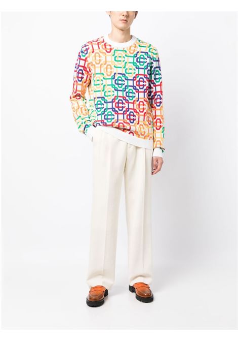 Multicolour Rainbow monogram intarsia-knit jumper - men CASABLANCA | MS23KW33401RNBWMNGRM
