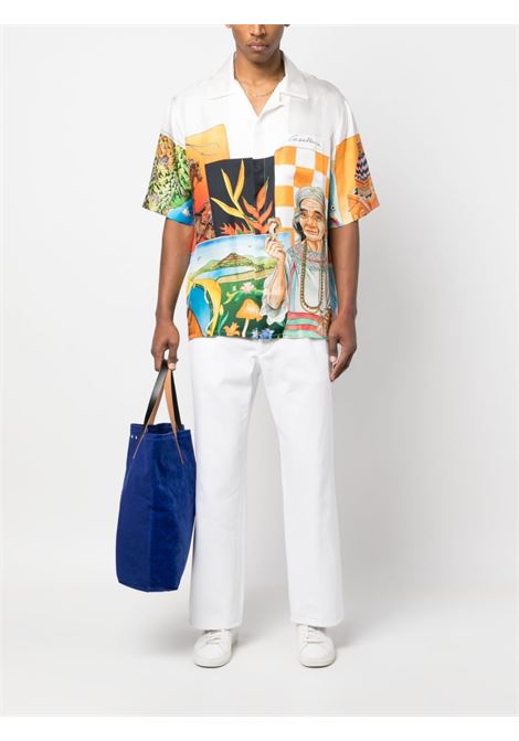 Camicia con stampa in bianco e multicolore - uomo CASABLANCA | MS23SH00315MR