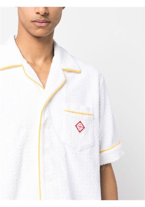 Camicia con logo jacquard in bianco - uomo CASABLANCA | MS23SH08502WHT