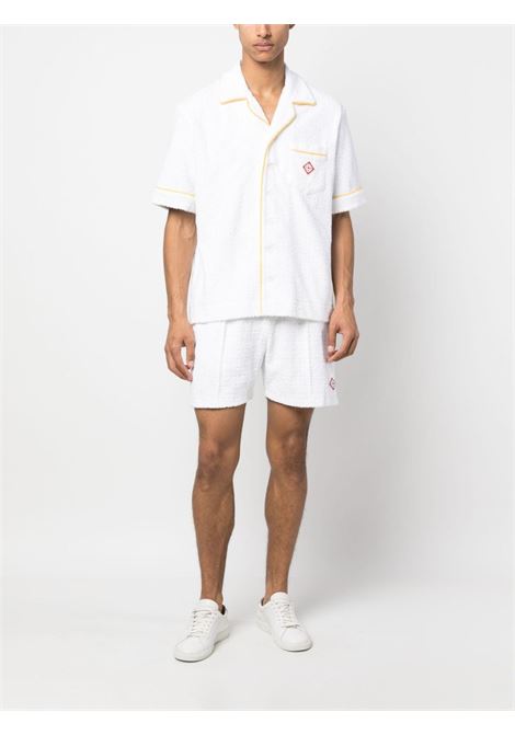 Camicia con logo jacquard in bianco - uomo CASABLANCA | MS23SH08502WHT