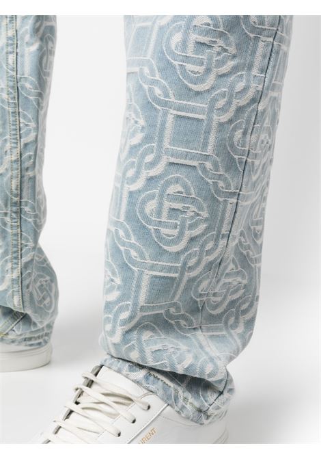 Light blue monogram classic jacquard straight leg jeans - men  CASABLANCA | MS23TR00208WSHDMNGRMDNM