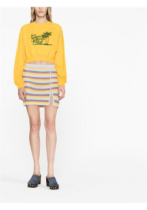 Yelloow casa tennis club embroidered cropped sweatshirt - women  CASABLANCA | WS23JTP10002CSTNNSCLB