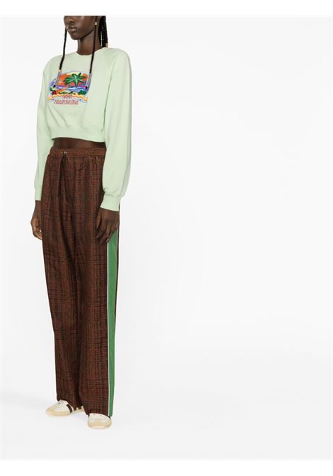 Light green casa phantastica embroidered cropped sweatshirt - women CASABLANCA | WS23JTP10003CSPHNTSTC