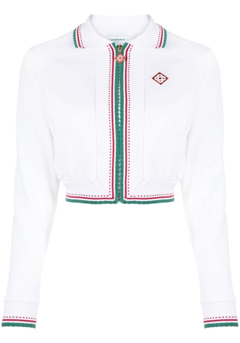 White knitted cropped track jacket - men CASABLANCA | WS23JTP10101WHT