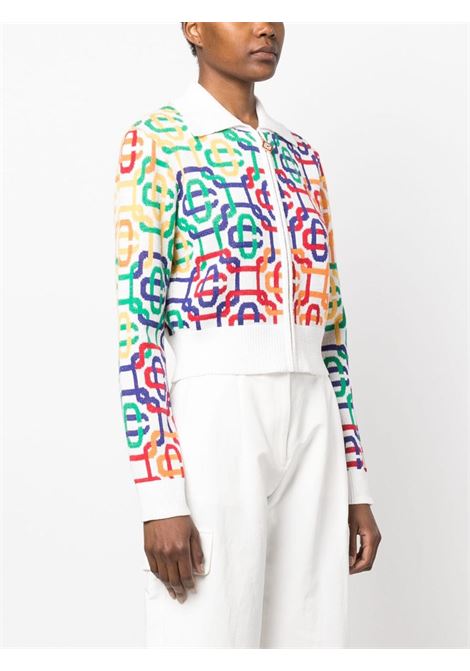 Multicolour monogram zip-up cardigan - women CASABLANCA | WS23KW33701RNBWMNGRM