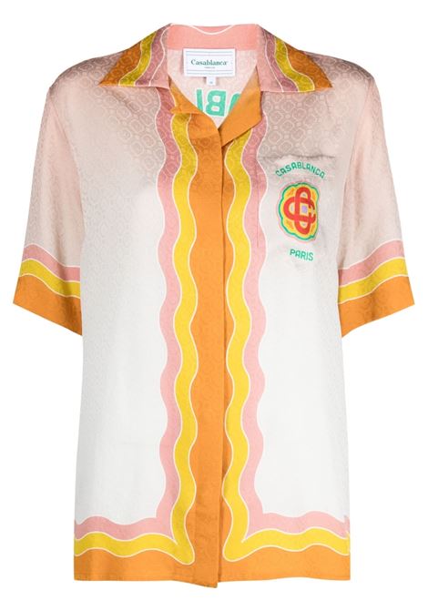 Pink Rainbow Monogram printed shirt - women CASABLANCA | WS23SH01510RNBWMNGRM