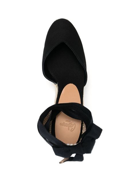 Black ankle-tied espadrille wedges - women CASTAÑER | 020993100