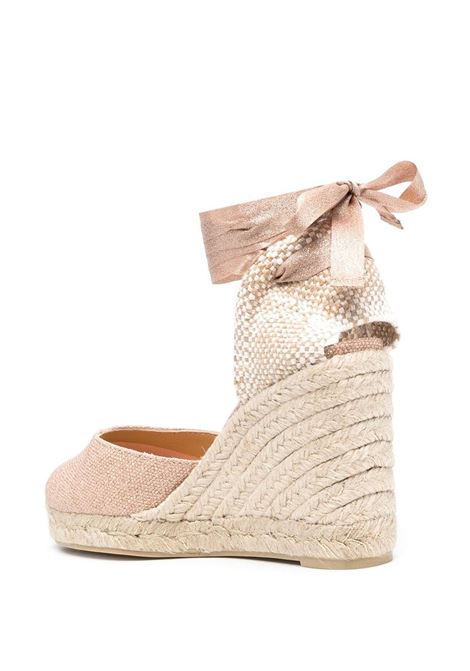 Gold and pink Carina lace-up wedge espadrilles - women CASTAÑER | 0217674274